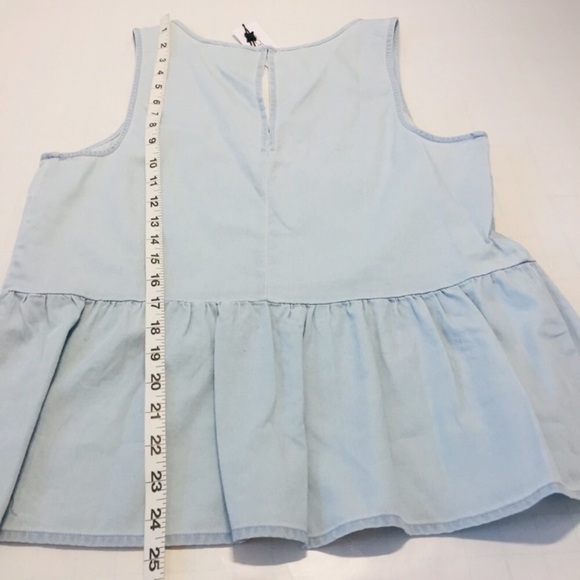 BCBGeneration Light Chambray V-neck Sleeveless Flounce Hem Top Blouse - Picture 12 of 14